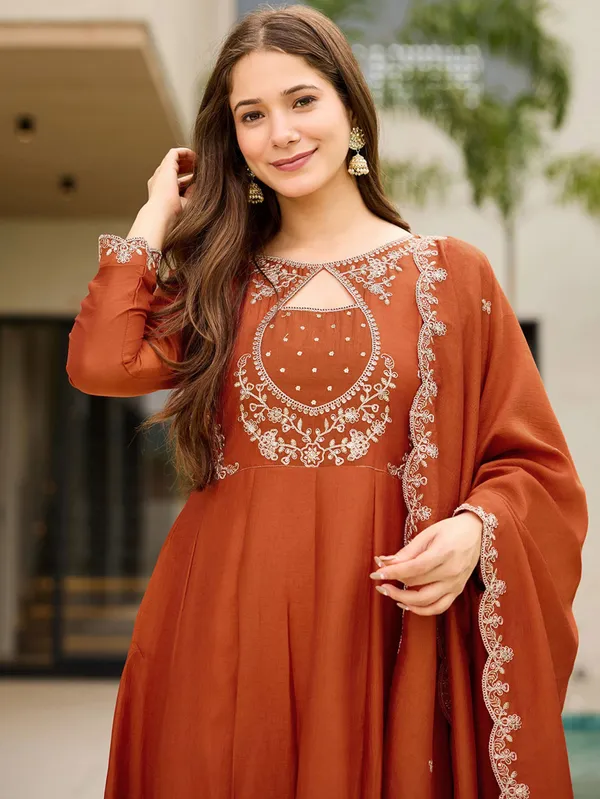 Rust_Orange_Embroidered_Anarkali_Kurta_Set_with_Dupatta