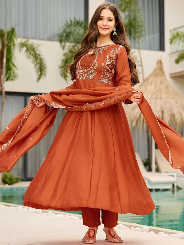 Rust_Orange_Embroidered_Anarkali_Kurta_Set_with_Dupatta