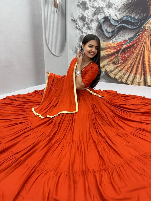 Rust_Orange_Mirror_Work_Choli_with_Pleated_Lehenga_&_Dupatta