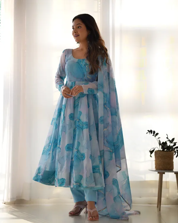 Sky_Blue_Marble_Print_Anarkali_Suit_Set_with_Organza_Dupatta