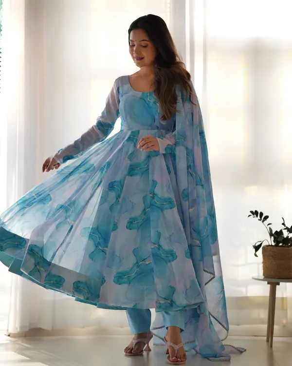Sky_Blue_Marble_Print_Anarkali_Suit_Set_with_Organza_Dupatta