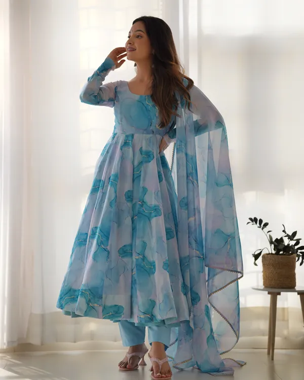 Sky_Blue_Marble_Print_Anarkali_Suit_Set_with_Organza_Dupatta
