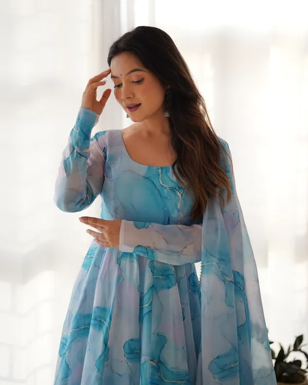 Sky_Blue_Marble_Print_Anarkali_Suit_Set_with_Organza_Dupatta