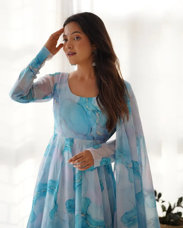 Sky_Blue_Marble_Print_Anarkali_Suit_Set_with_Organza_Dupatta