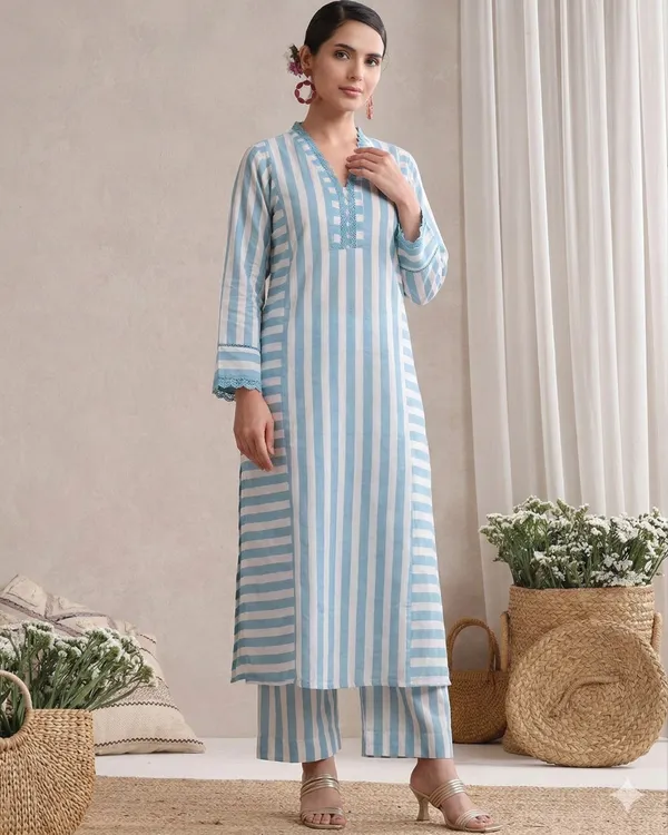 Sky_Blue_Striped_Cotton_Kurta_&_Straight_Pant_Set