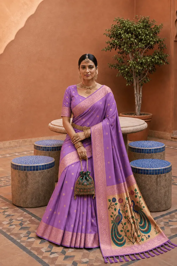 Soft_Paithani_Silk_Saree_With_Blouse_Piece