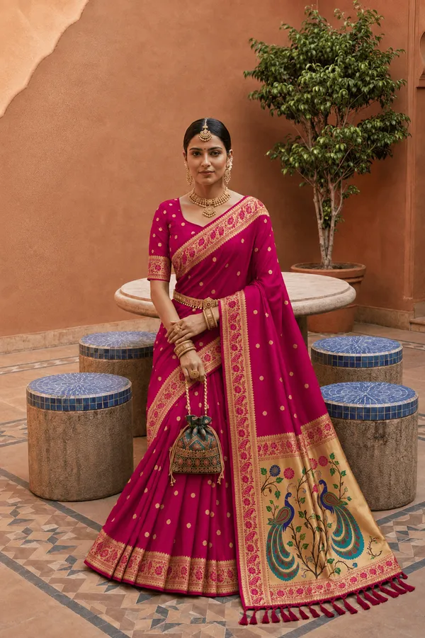 Soft_Paithani_Silk_Saree_With_Blouse_Piece