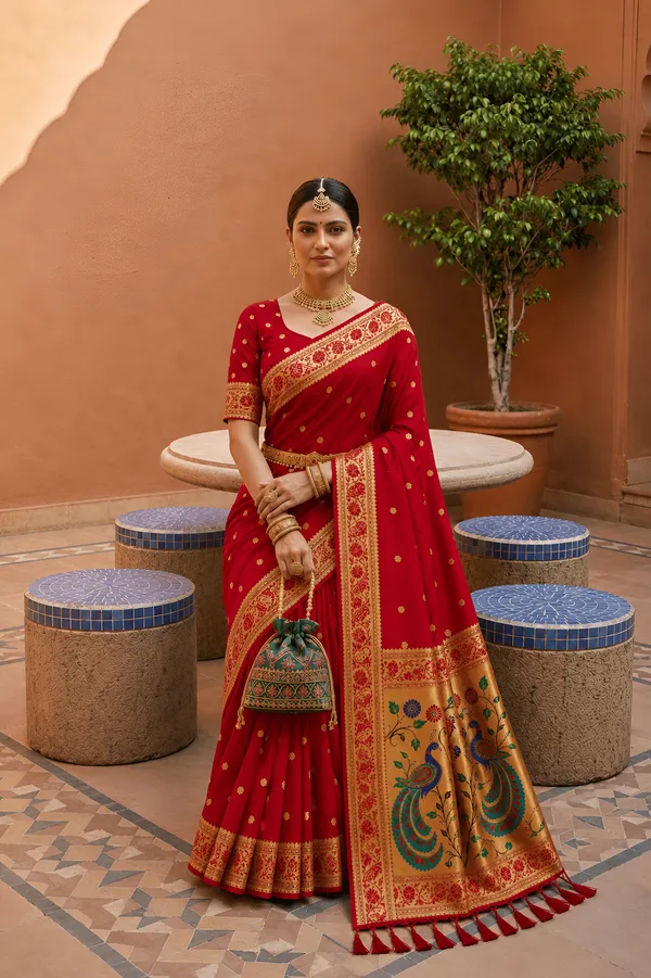 Soft_Paithani_Silk_Saree_With_Blouse_Piece