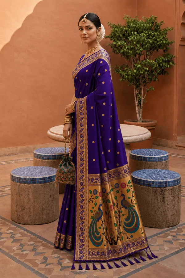 Soft_Paithani_Silk_Saree_With_Blouse_Piece