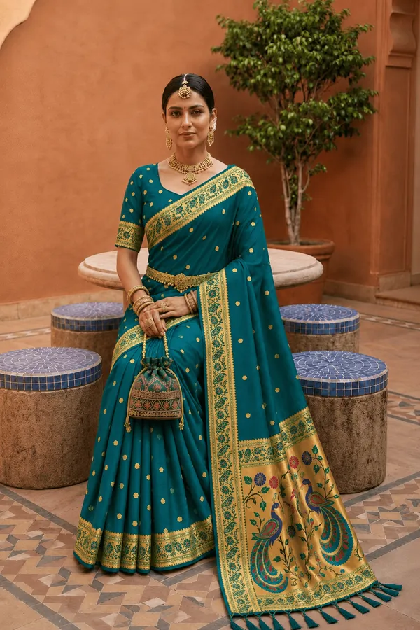 Soft_Paithani_Silk_Saree_With_Blouse_Piece