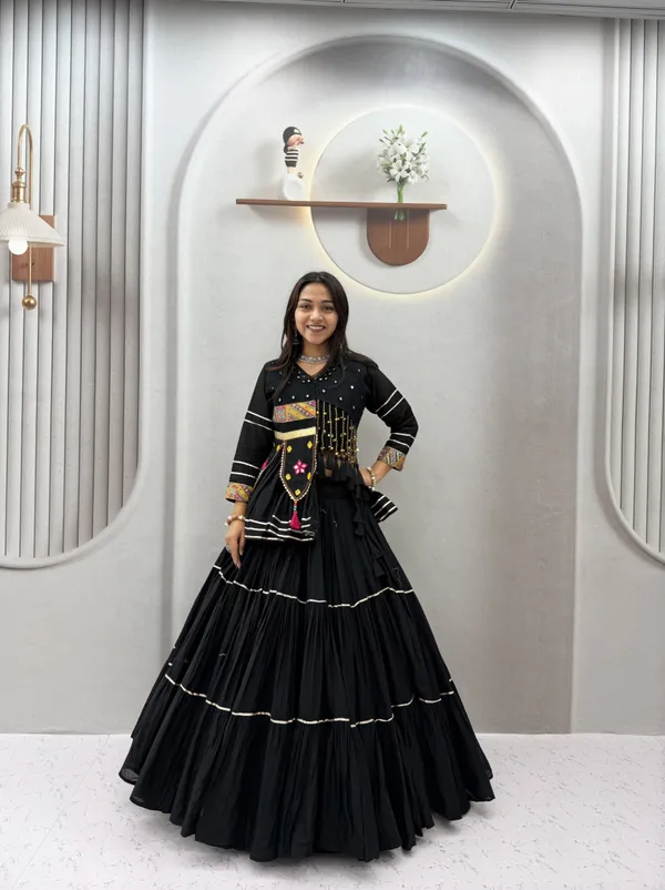 Traditional_Black_Cotton_Navratri_Chaniya_Choli_Set_with_Koti_Jacket,_Mirror_Work_&_Gota_Patti_Accent
