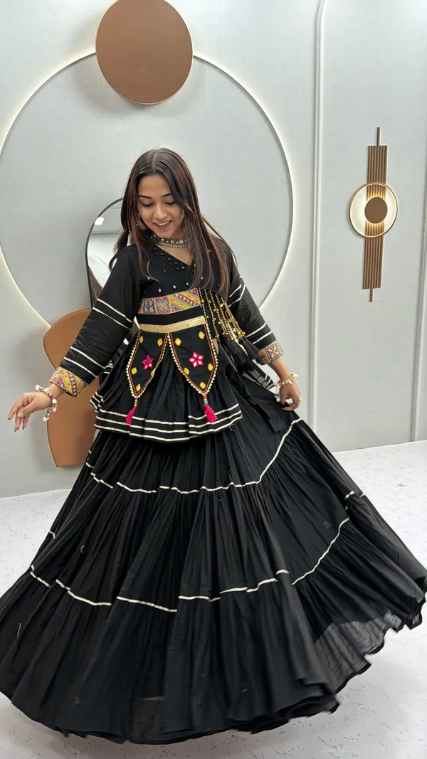 Traditional_Black_Cotton_Navratri_Chaniya_Choli_Set_with_Koti_Jacket,_Mirror_Work_&_Gota_Patti_Accent