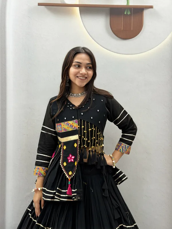 Traditional_Black_Cotton_Navratri_Chaniya_Choli_Set_with_Koti_Jacket,_Mirror_Work_&_Gota_Patti_Accent