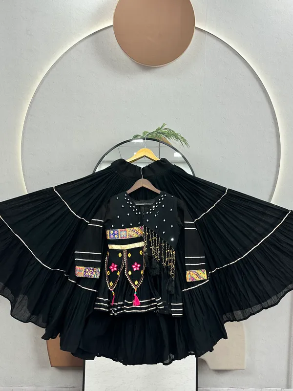 Traditional_Black_Cotton_Navratri_Chaniya_Choli_Set_with_Koti_Jacket,_Mirror_Work_&_Gota_Patti_Accent