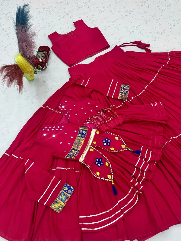 Traditional_Magenta_Cotton_Navratri_Chaniya_Choli_Set_with_Koti_Jacket,_Mirror_Work_&_Gota_Patti_Accent