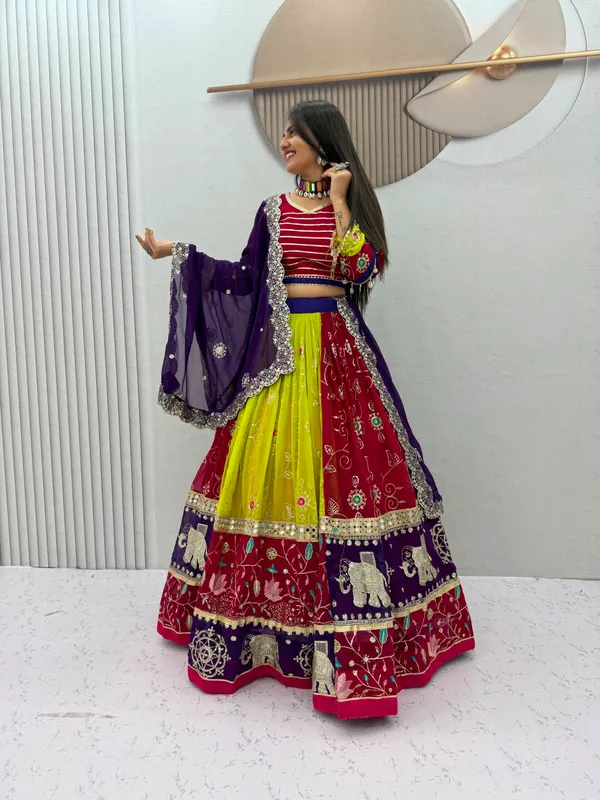 Traditional_Multi-Color_Georgette_Chaniya_Choli_Set_with_Heavy_Embroidered_Elephant_&_Floral_Motif_Borders