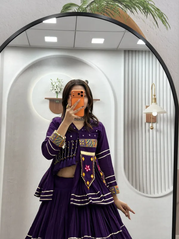 Traditional_Purple_Cotton_Navratri_Chaniya_Choli_Set_with_Koti_Jacket,_Mirror_Work_&_Gota_Patti_Accent