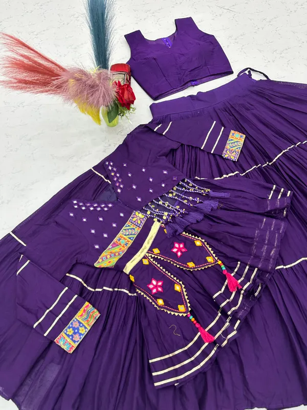 Traditional_Purple_Cotton_Navratri_Chaniya_Choli_Set_with_Koti_Jacket,_Mirror_Work_&_Gota_Patti_Accent
