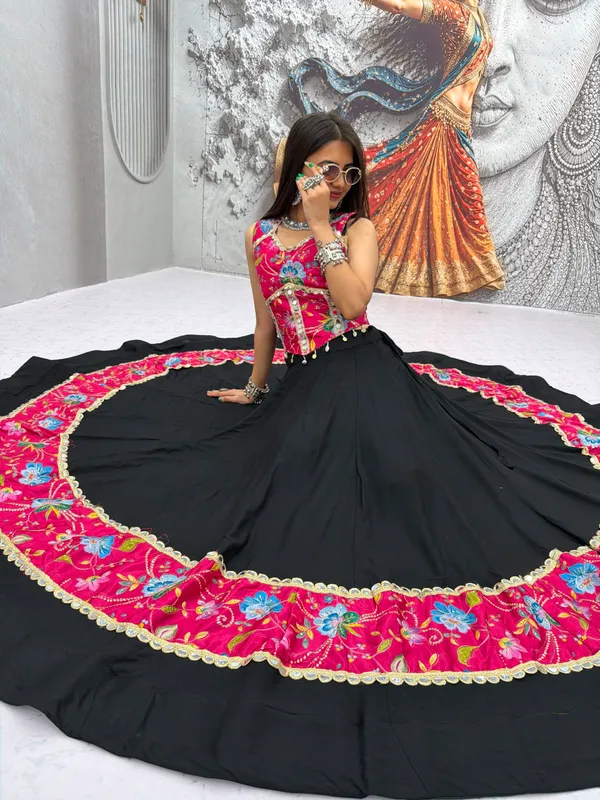 Vibrant_Black_Navratri_Chaniya_Choli_Set_with_Mirror_Work_Corset_&_Embroidered_Dupatta