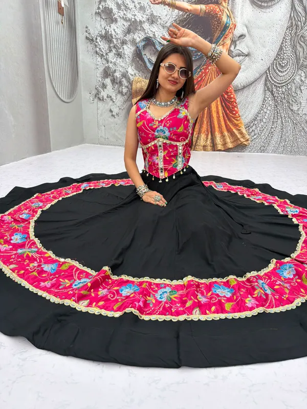 Vibrant_Black_Navratri_Chaniya_Choli_Set_with_Mirror_Work_Corset_&_Embroidered_Dupatta