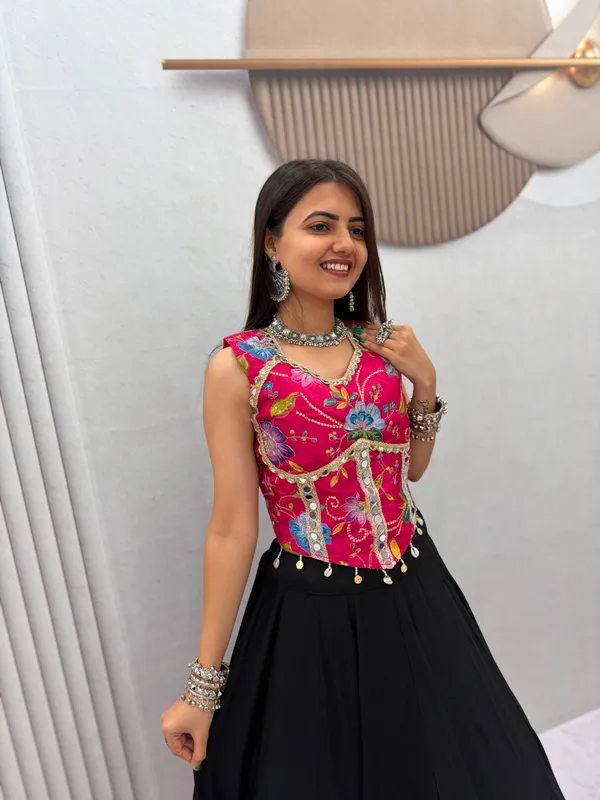 Vibrant_Black_Navratri_Chaniya_Choli_Set_with_Mirror_Work_Corset_&_Embroidered_Dupatta
