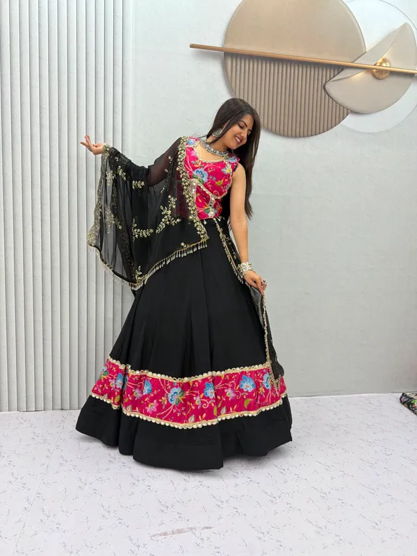Vibrant_Black_Navratri_Chaniya_Choli_Set_with_Mirror_Work_Corset_&_Embroidered_Dupatta