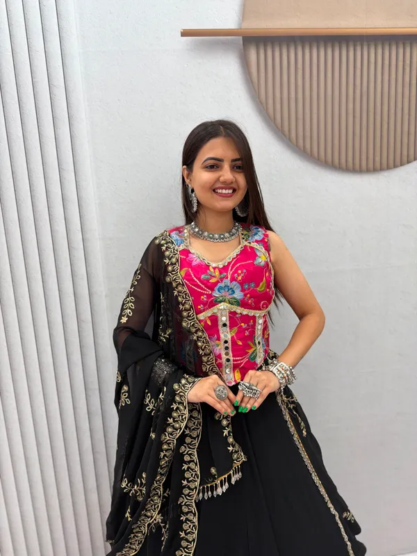 Vibrant_Black_Navratri_Chaniya_Choli_Set_with_Mirror_Work_Corset_&_Embroidered_Dupatta