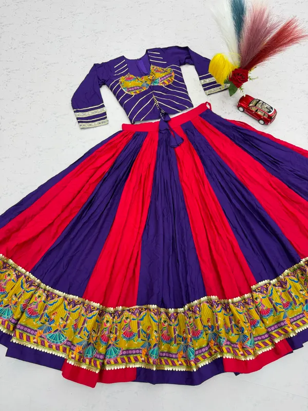 Vibrant_Purple_and_Red_Color-Blocked_Chaniya_Choli_Set_with_Traditional_Garba/Dandiya_Print_Border