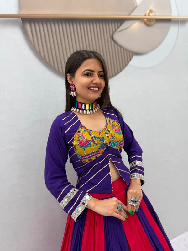 Vibrant_Purple_and_Red_Color-Blocked_Chaniya_Choli_Set_with_Traditional_Garba/Dandiya_Print_Border