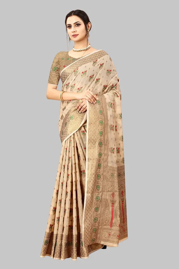 Women_Cotton_Silk_Kanjeevaram_Saree_With_Blouse_Piece