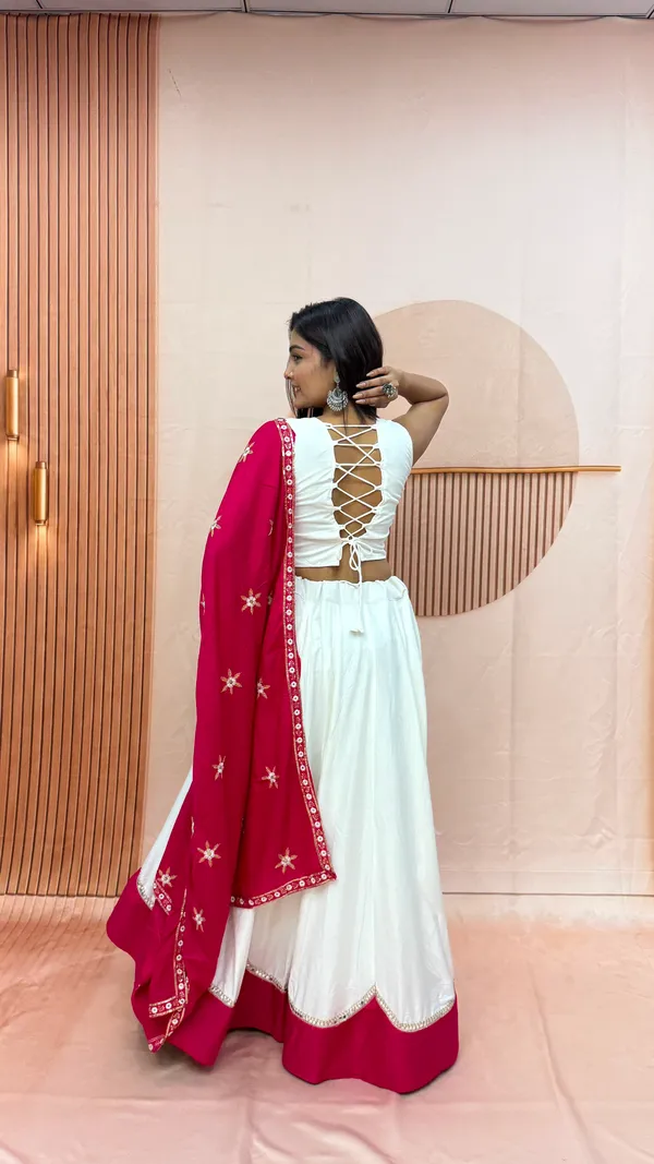 White_Floral_Embroidered_Lehenga_Set_with_Pink_Dupatta