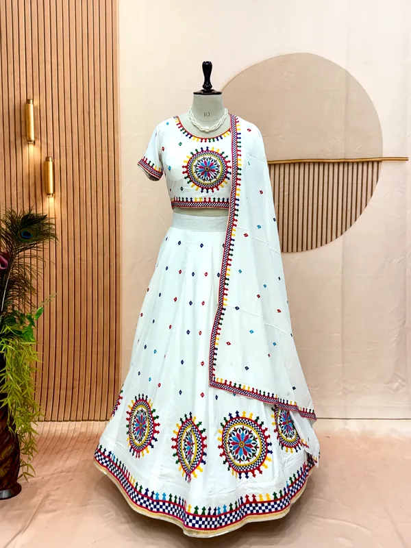 White_Multicolor_Embroidered_Lehenga_Choli_Set_with_Organza_Dupatta