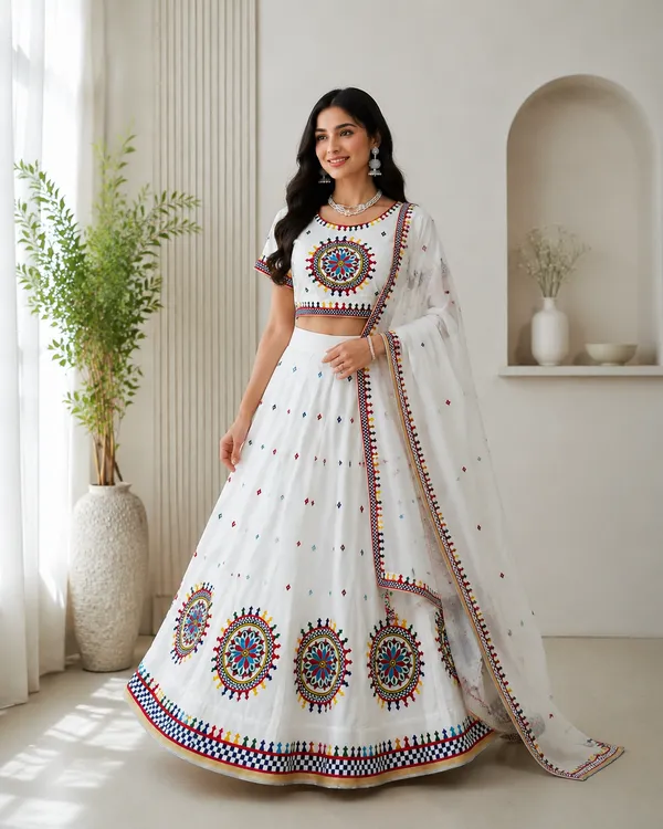 White_Multicolor_Embroidered_Lehenga_Choli_Set_with_Organza_Dupatta