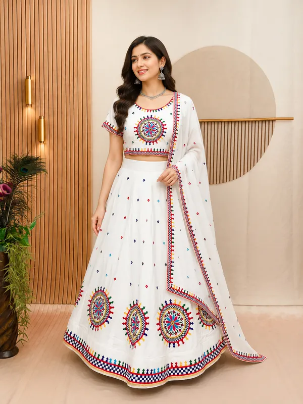 White_Multicolor_Embroidered_Lehenga_Choli_Set_with_Organza_Dupatta