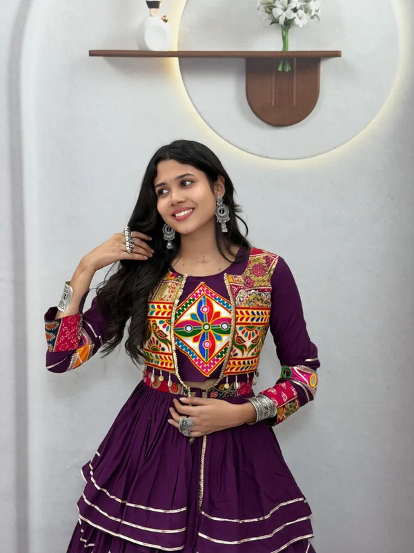Wine_Embroidered_Lehenga_Choli_with_Koti