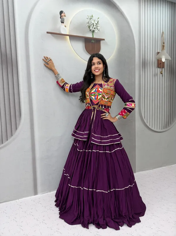 Wine_Embroidered_Lehenga_Choli_with_Koti