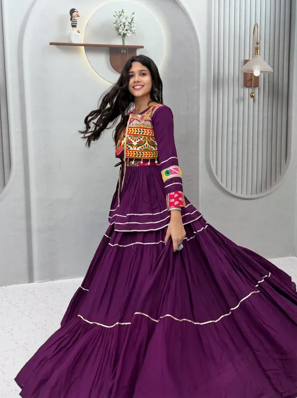 Wine_Embroidered_Lehenga_Choli_with_Koti