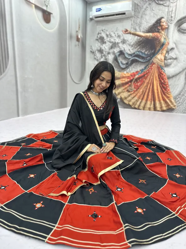 Women's_Black_&_Red_Color-Blocked_Chaniya_Choli_Set_with_Mirror_Work
