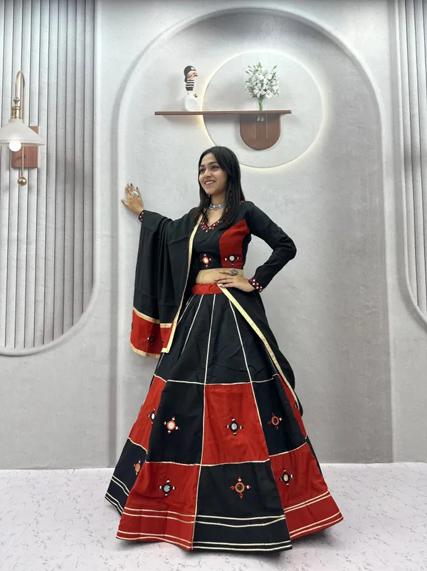 Women's_Black_&_Red_Color-Blocked_Chaniya_Choli_Set_with_Mirror_Work