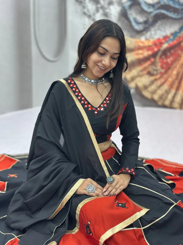 Women's_Black_&_Red_Color-Blocked_Chaniya_Choli_Set_with_Mirror_Work