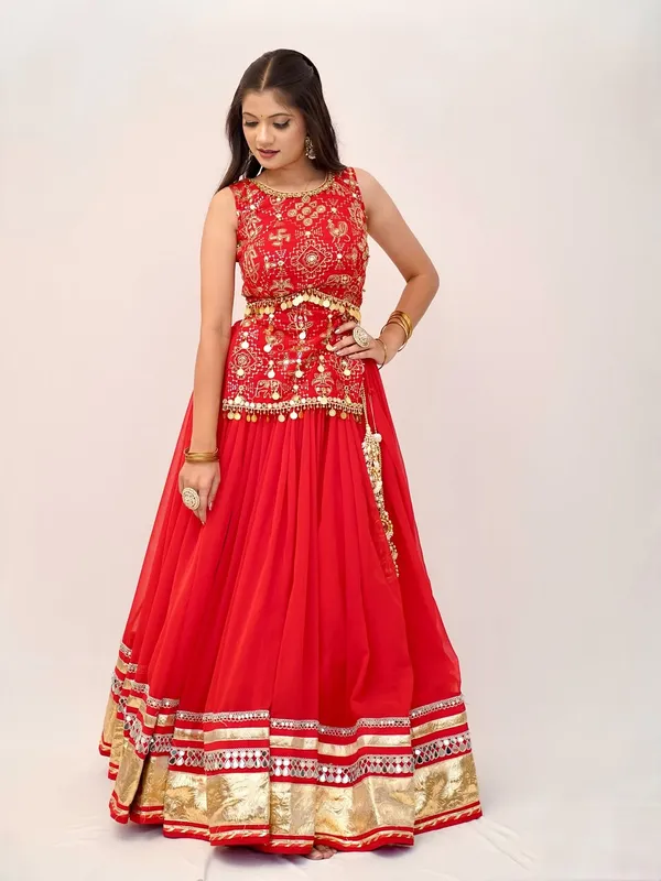 Women's_Red_Embroidered_Festive_Anarkali_Gown_with_Gold_Border_&_Coin_Detailing