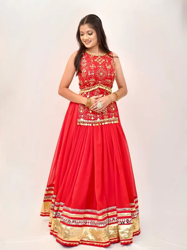 Women's_Red_Embroidered_Festive_Anarkali_Gown_with_Gold_Border_&_Coin_Detailing