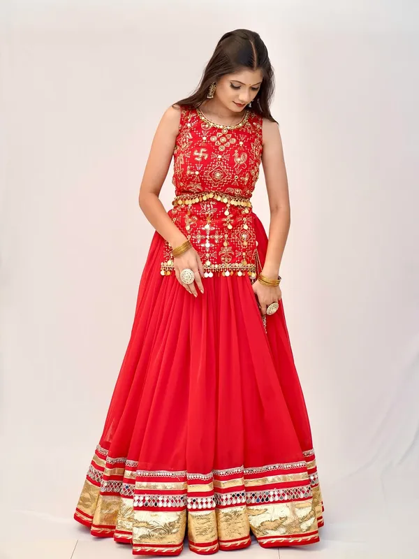 Women's_Red_Embroidered_Festive_Anarkali_Gown_with_Gold_Border_&_Coin_Detailing