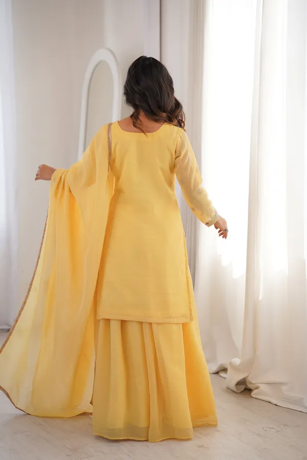 Yellow_Multicolor_Embroidered_Sharara_Set_with_Organza_Dupatta