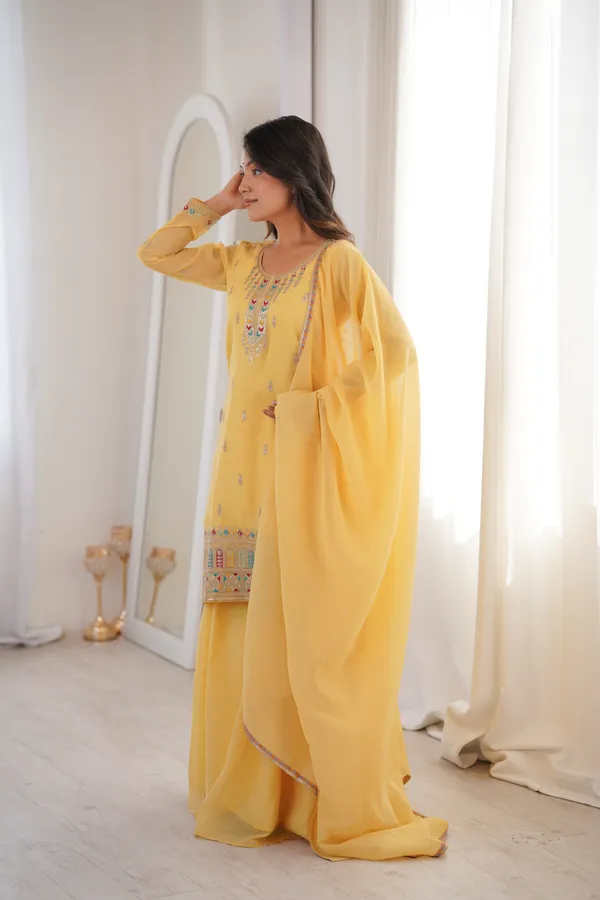 Yellow_Multicolor_Embroidered_Sharara_Set_with_Organza_Dupatta