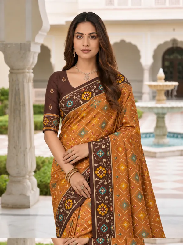 Elegant_Maroon_Patola-Inspired_Printed_Saree_with_Contrast_Border