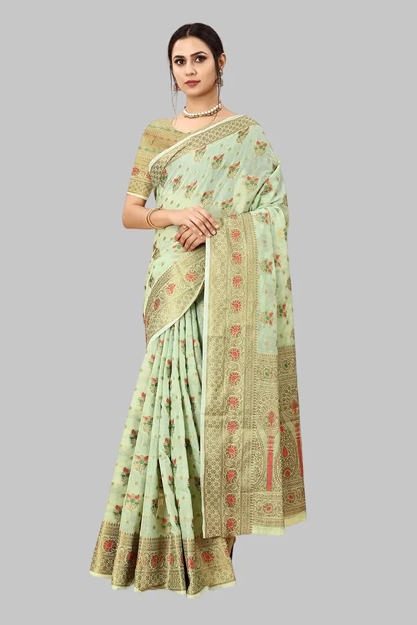Women_Cotton_Silk_Kanjeevaram_Saree_With_Blouse_Piece