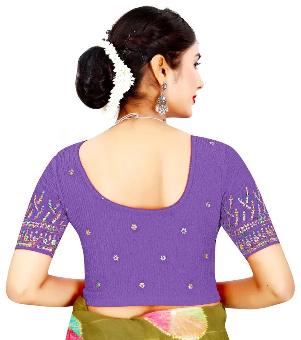 Purple_Cotton_Crinkle_Sequin_Embroidered_Scoop_Neck_Saree_Blouse_For_Women