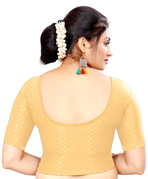 Beige_Cotton_Printed_Round_Neck_Half_Sleeve_Blouse_For_Women