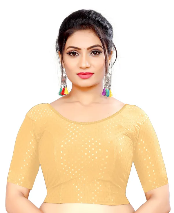 Beige_Cotton_Printed_Round_Neck_Half_Sleeve_Blouse_For_Women